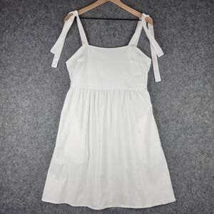 Clarisbelle‎ Dress Womens Medium White Sleeveless Tie Shoulder Pockets Resort
